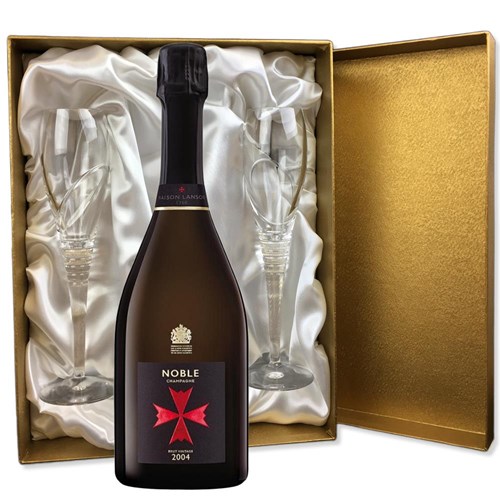 Noble Champagne Brut Vintage 2004 75cl in Gold Presentation Set With Flutes